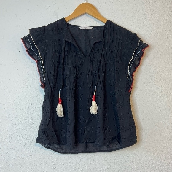 ACOS&A Ruffle Sleeve Tassel Front Top Small - Picture 5 of 8